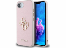 Guess Kryt PU Grained 4G Metal Logo pro iPhone 16e - růžový