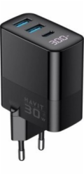 Havit UCLE001 EU - Tříportová nabíječka GaN 30 W, černá