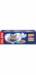 PREVITAL XXL BOX Mix chutí s kuřetem, telecím, lososem a játry v omáčce - mokré krmivo pro kočky - 48 x 100g