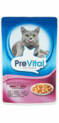 PREVITAL Turkey and rabbit in jelly - mokré krmivo pro kočky - 100g