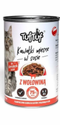 TufTuf Tuf Tuf masové kousky s hovězím masem pro kočky konzerva 415g
