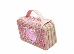 Nice Tvídový penál, 3 úrovně, světle růžový