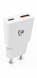 NEDIS síťová nabíječka/ 30 W/ PD 3.0/ rychlé nabíjení/ 1.5 / 2.0 / 2.22 / 3.0 A/ USB-A/ USB-C/ bílá