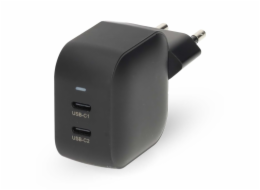 NEDIS síťová nabíječka/ 45 W/ PD 3.0/ rychlé nabíjení/ 2.25 / 3.0 A/ 2x USB-C/ černá