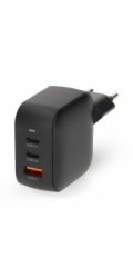 NEDIS síťová nabíječka/ 70 W/ PD 3.0/ rychlé nabíjení/ 1.5 / 2.25 / 2.5 / 3.0 / 3.5 A/ USB-A/ 2x USB-C/ černá