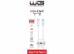WG - Datový kabel Type-C na Type-C, 3 metry, 3A, 60W, bílá