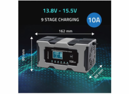  Mikroprocesorová nabíječka 12V 10A | Usměrňovač s funkcí opravy pro AGM GEL LiFePO4 baterie | LCD