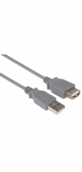 PremiumCord USB 2.0 kabel prodlužovací, A-A, 3m, šedá