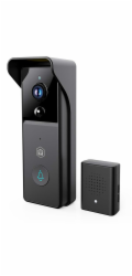 NEDIS Wi-Fi chytrý dveřní videotelefon/ 2304x1296 / 3Mpix/ napájení z baterie/ IP44/ snímač pohybu/ noční vidění/ černý