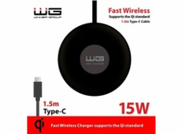 WG - Bezdrátová nabíječka stolní FAST 15W, kulatá stolní, černá