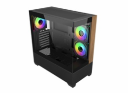 Cooler Master case Elite 690 Wood, ATX, Průhledná bočnice, 3x 120mm ARGB Fan, Černá