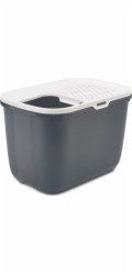SAVIC HOP Antracitová s Bílým Víkem – kočičí toaleta – 58,5x39x39,5 cm – 1 ks