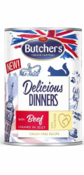 BUTCHER S Delicious Dinners Kousky hovězího v želé - mokré krmivo pro kočky - 400 g