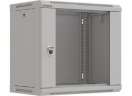 Lanberg 19" 9U 540x350 závěsná regálová skříň, šedá, skleněné dveře (ploché balení)