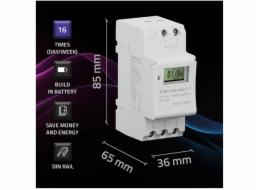 Elektronický časovač TIMER na DIN lištu s vestavěnou baterií | 7denní program | 16 programů