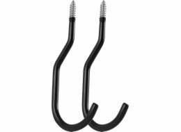 Maclean 2x stropní hák, max 10 kg/hák, MC-485 Sada dvou háčků, na žebřík, kolo, zahradní hadici. Ocelově černá.