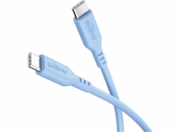 Goobay USB 2.0 Silikonkabel blau, USB-C Stecker > USB-C Stecker (hellblau, 1,5 Meter, PD 60 Watt)