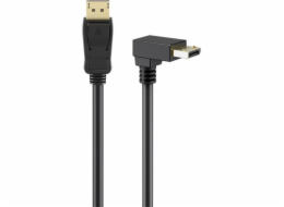 Goobay Kabel DisplayPort Stecker 90° > DisplayPort Stecker, 8K / 144Hz (schwarz, 2 Meter, 1 Stecker 90° abgewinkelt, 54 Gbit/s, DisplayPort 2.0 / 2.1)