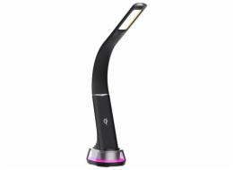 IMMAX LED stolní lampička CORELLA/ Qi nabíjení/ 7W/ 5V/2,1 A/ RGB podsvícení/ stmívatelná/ USB/ černá + stříbrné prvky