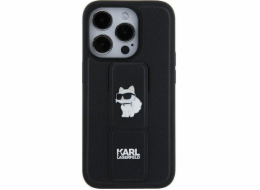 Karl Lagerfeld Karl Lagerfeld KLHCN61GSACHPK pevný kryt pro iPhone 11 / Xr 6.1 černá/černá, stojánek, saffiano pinzetky Choupette