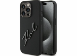 Karl Lagerfeld Karl Lagerfeld KLHCP15LSKSBMCK Tvrdý silikonový kryt pro iPhone 15 Pro 6.1 černý/černý s nápisem Karl Script