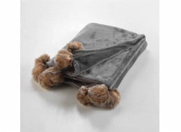Douceur d`Interieur Měkká kožešinová deka SNOWY s bambulkami, interiérový design, 125 x 150 cm
