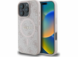 Guess Guess GUHMP16LG4GFRP pevný kryt pro iPhone 16 Pro 6.3 růžový/růžový 4G kroužek klasické logo MagSafe