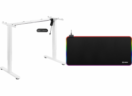 Mozos Bílý stůl Mozos s elektrickým nastavením výšky BÍLÝ + herní podložka