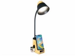 IMMAX LED stolní lampička IDEAL/ Qi nabíjení/ CCT/ 8W/ 800lm/ budík s hodinami/ světlé dřevo/černá