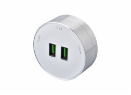 Viking zásuvkový modul A50, 2x USB-A, stříbrná