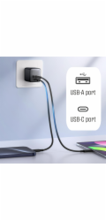 Adaptér USB iPEAX GaN USB/USB-C 90010126 Black