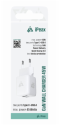 iPEAX GaN SÍŤOVÁ NABÍJEČKA 45W (USB-C + USB-A) BÍLÁ