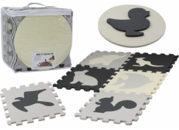 LeanToys Měkká podložka na puzzle kontrastní, vzdělávací, EVA pěna, šedá, 28 dílků.