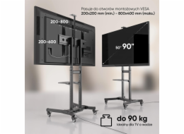ONKRON TS1891-B Stojak Mobilny nachylny do TV 50"- 90", max 100 kg, czarny