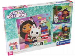 Clementoni - Puzzle 3x48 Square Gábinin kouzelný domek