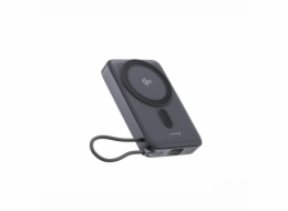 Swissten Power Bank Magsafe Qi2 15W, 10000 mAh s Integrovaným Kabelem USB-C Černá