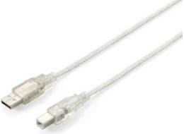 Equip USB kabel USB-A - USB-B 3 m průhledný (128651)