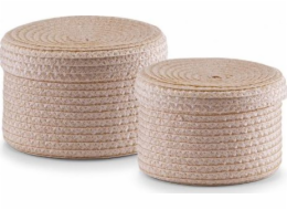 Zeller Zeller, Sada 2 kulatých košíků s víky, přírodní barva
