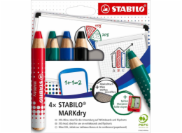 Stabilo Křídy Stabilo MARKdry (+ ořezávátko a hadřík) 4 barvy