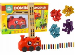 LeanToys Bateriové auto s červeným dinosaurem, skládací barevné domino kostky 4 barvy kostek