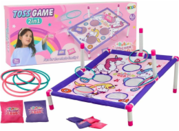 LeanToys Hra 2 v 1 s házením obručí a hrací deskou s jednorožci
