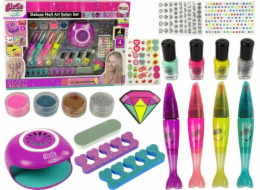 Lean Sport Sada velkých nehtových dekorací třpytivé fixy, samolepky, lampa