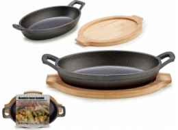 Kinvara oválná železná mísa na bambusovém stojanu SLATE, 12 x 22 x 5 cm