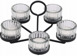 Home Styling Collection Svícen na 5 čajových svíček z kolekce bytového stylingu, kov a sklo, 21 x 21 x 12 cm