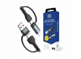 3mk Hyper kabel N-SERIES 2 in 2 A/C - C/Lightning 1.2m 9V/2A 60W černý