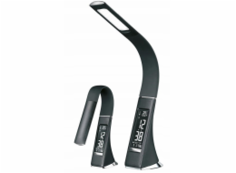 Platinet PDLU3B stolní LED lampa stmívatelná, flexibilní rameno, hodiny, černá