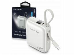 Vention 10000mAh 35W - powerbanka s kabelem USB-C (béžová)