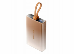 Powerbank Vention 10000mAh s LED displejem, USB-C + Lightning + USB-A, 22,5 W (měděný)