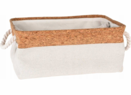 Home Styling Collection Úložný košík z kolekce bytového stylingu s lanovými rukojeťmi a korkovým víkem, 36 x 25 x 17 cm