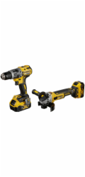 Akumulátorová příklepová vrtačka DEWALT + sada úhlové brusky DCK2080P2T, 18 V, sada nářadí